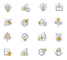 Strategic Direction Icons. Innovative Technology Icons. Creative Business Icons. Pixel Perfect Vector Icons with Editable Stroke.