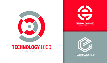 Abstract technology logo collection. Set of company logo design