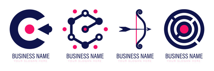 Business company target logo collection. Set of target logo icons