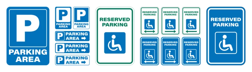 Foto op Aluminium Parking area and reserved disabled parking sign collection © top dog