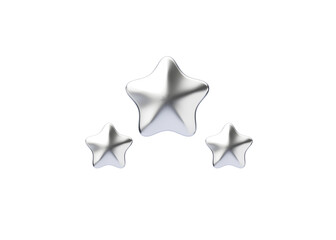 Review 3d render icon - silver star customer positive rate, award experience service cartoon illustration