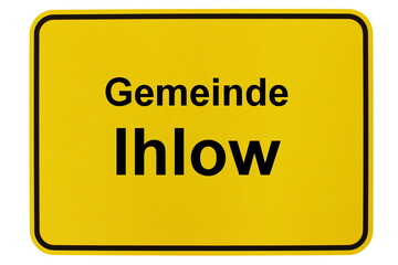 Illustration eines Ortsschildes der Gemeinde Ihlow in Brandenburg