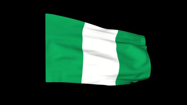 Flag of Nigeria on a black background. 3D animation.