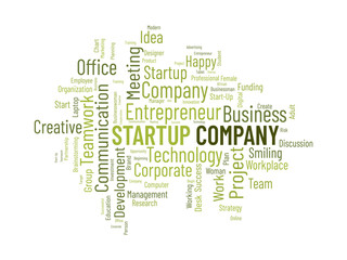 Word cloud background concept for Startup Company. Entrepreneurship idea, project innovation opportunity of corporate plan. vector illustration.