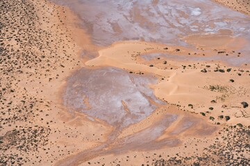 Aerial shot of dunes around Lake Frome, South Australia.