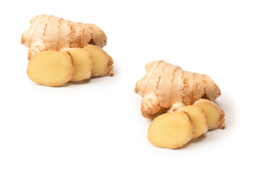 Ginger root isolated on white background.