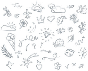Doodle illustration. Abstract childish doodles. Vector graphic elements.