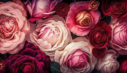 Petals of Passion: A Lush Collection of Roses (Pink & White)