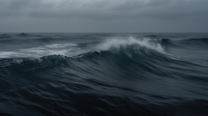 Seascape, A Dark Cinematic Landscape of Towering Waves. Gen AI