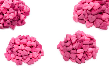 Assorted gummy candies. Top view. Jelly  sweets. Isolated on white.