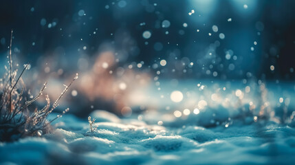 Abstract background with falling snow, generative AI.