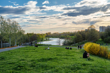 Fototapeta premium The Parco Nord at Milan, Italy, in April