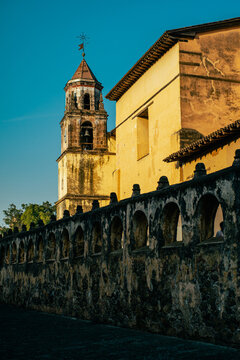 View of medieval wall and monastery in Patzcuaro, Mexico
