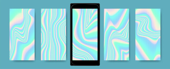 Obraz premium Colorful holographic background collection for mobile screensaver.