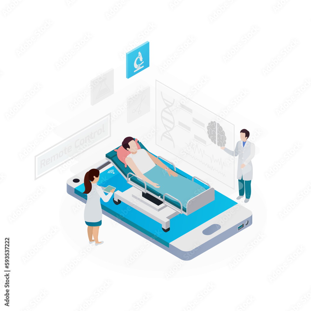 Poster telemedicine isometric concept