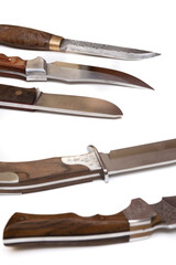 hunting knives on a white background, hunting season, meat cutting knives, cold steel