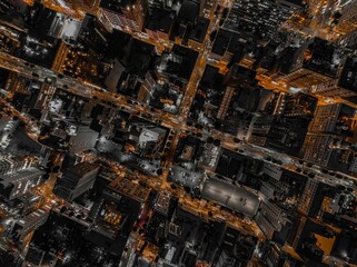 Aerial view of cityscape Los Angeles surrounded by buildings during sunset