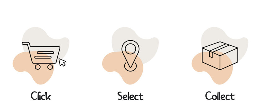 Click, select and collect icons symbol. Trendy and modern vector illustration in flat style