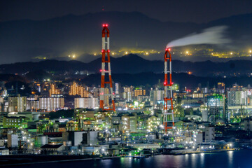 北九州工業地帯の工場夜景