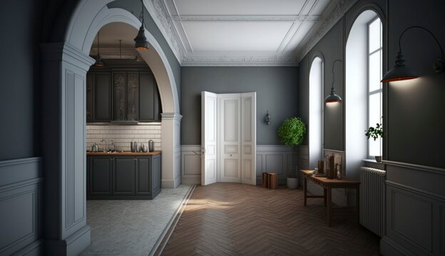 3D render of Renovation interior. Generative AI