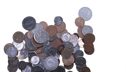 A pile of old european coins stacked PNG Isolated 