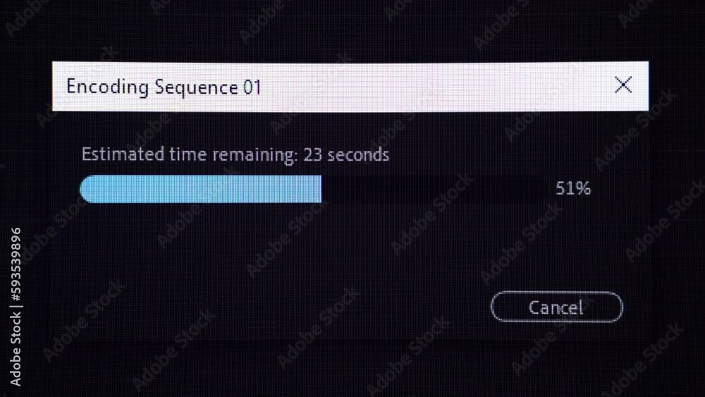 Poster video editing. exporting a sequence. progress bar. close up