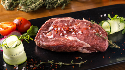 Raw meat steak ready to cook. 