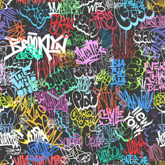 Graffity wall tags seamless pattern, graffiti street art