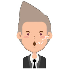 business man whistling face cartoon cute