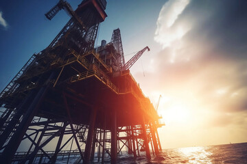 Offshore Oil Industry Technology with Oil Rig