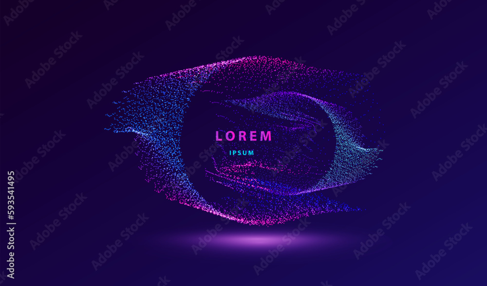 Aufkleber explosion particles glowing abstract background. neon ball dots splash surface shapes design. modern