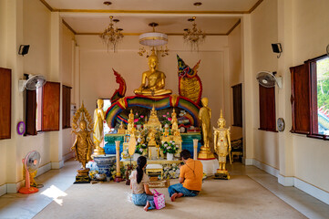 Chonburi, March 12, 2023. Wat Nong Chap Tao, Unique temple with a main turtle theme that is impressive and diverse. a more standard white snake temple with a moat.