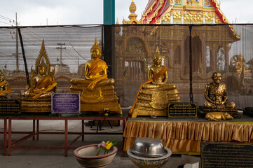 Chonburi, March 12, 2023. Wat Huay Yai, Buddhist temple popular for merit making ceremonies, with ornate shrines, gilded statues & stupas.