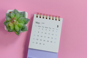 Calendar for May 2023 on the desktop for managing and planning every day.