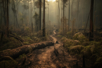 Obraz premium Burnt Rainforest - Generative AI illustration