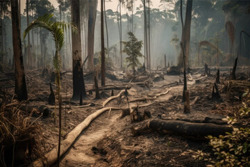 Burnt Rainforest - Generative AI illustration