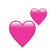 Obraz na płótnie Canvas Two pink hearts social media emoji, emoticon for web and mobile. 3d heart icons isolated on a white background.Valentine's day element. Vector 10 eps.