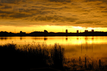 印旛沼の夕焼け２