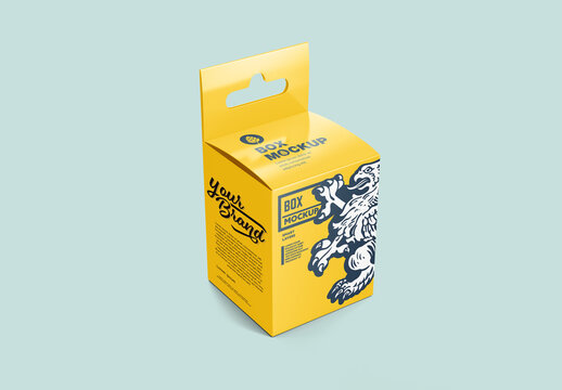 Paper Box with Hang Tab Mockup