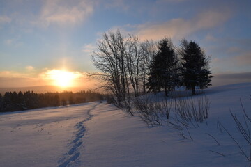 A sunrise on a cold morning, Sainte-Apolline, Québec, Canada