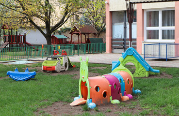 Toys at the backyard of the kindergarten