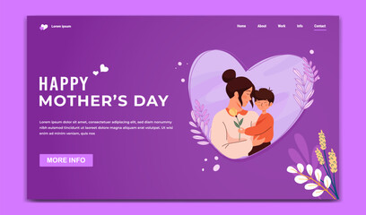 Mother's Day Flat Landing Page Vector Illustration