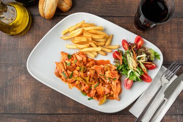 Grilled Chicken with French Fries and Salad