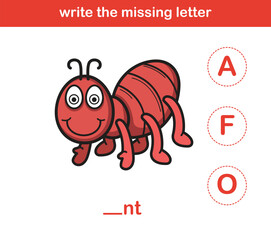 write the missing letter,illustration, vector