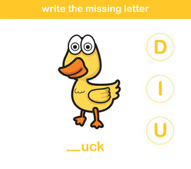 write the missing letter,illustration, vector