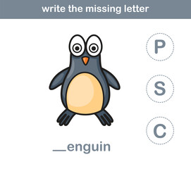 write the missing letter,illustration, vector