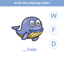 write the missing letter,illustration, vector