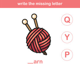 write the missing letter,illustration, vector