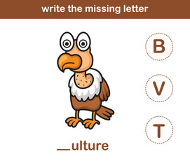 write the missing letter,illustration, vector