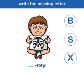 write the missing letter,illustration, vector